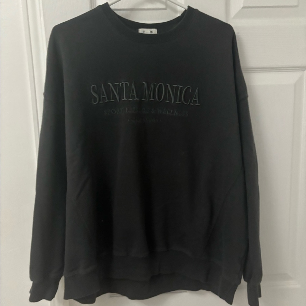 Santa Monica Embroidered Crewneck Sweatshirt - charcoal